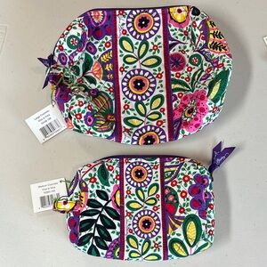 Vera Bradley Viva La Vera Medium & Large Cosmetic Bags Purple, Green, Pink NEW